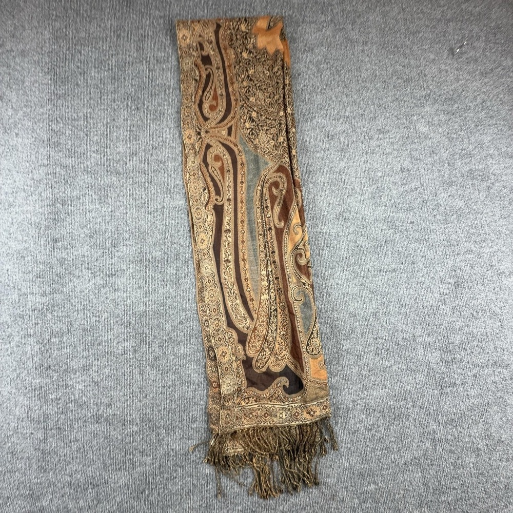 Collectioneighteen Scarf Womens One Size Brown Paisley Fringe Rectangle